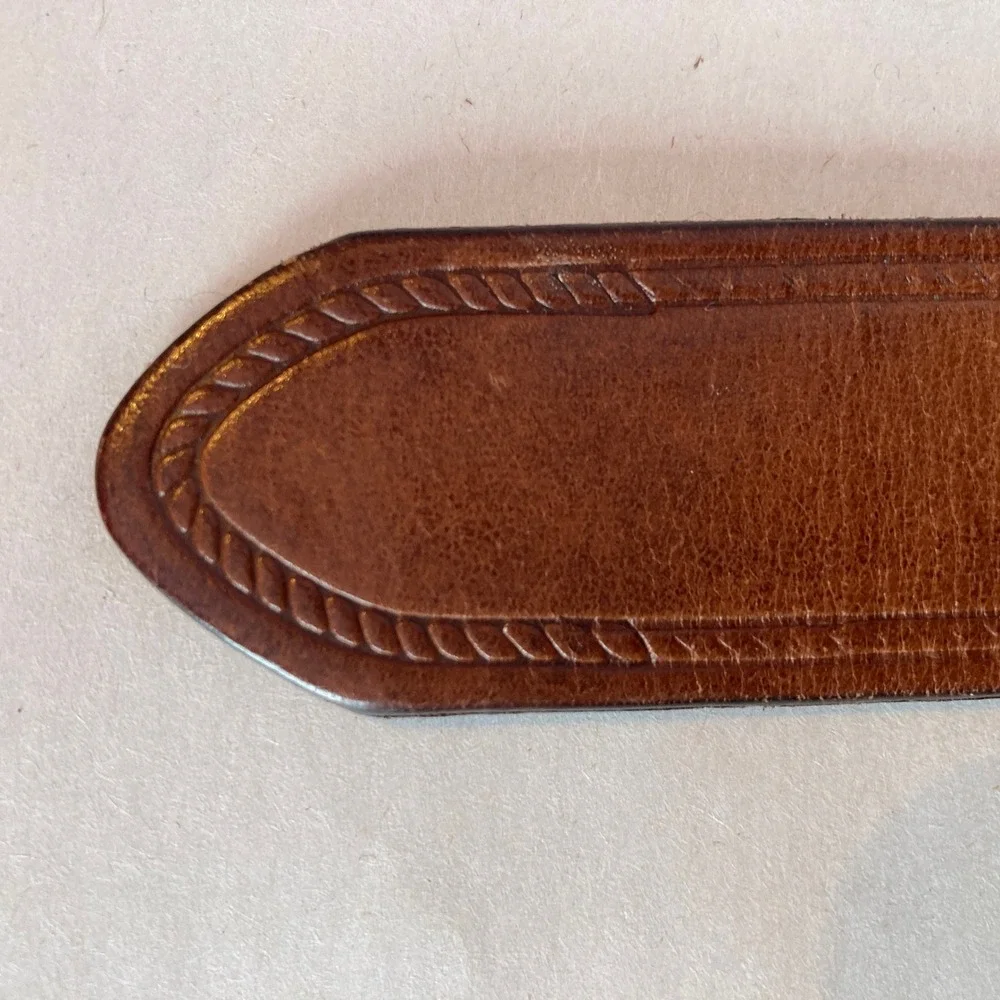 Amanda Smith Brown Genuine Leather Belt Braided Woven Silver Tone Buckle‎ Size L